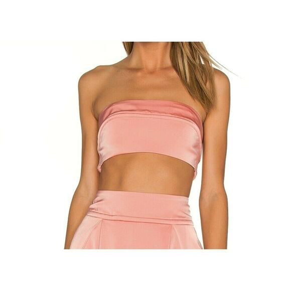 NBD Dynamic Bandeau strapless cropped tank top in coral haze Size Medium NEW - Picture 3 of 8